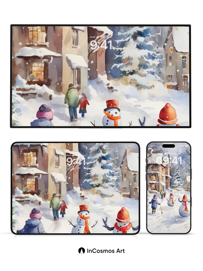 Snow-Kissed Whimsy Wallpaper with Storybook Houses