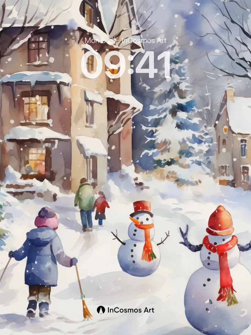 Snow-Kissed Whimsy Wallpaper with Storybook Houses