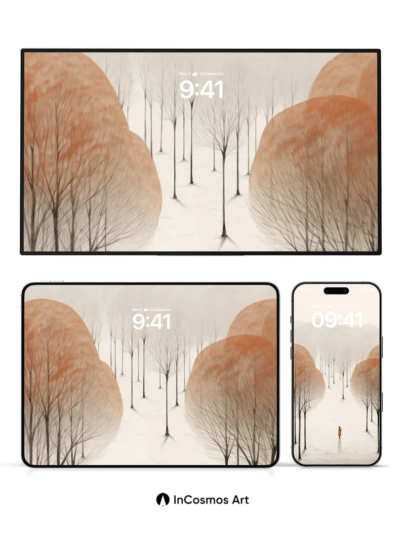 Solitary Path Wallpaper with Autumn Hush