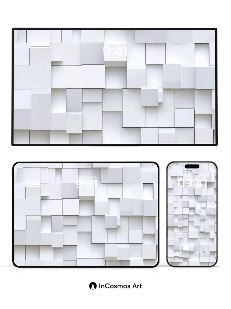 Silent Geometry Wallpaper with Floating Cubes