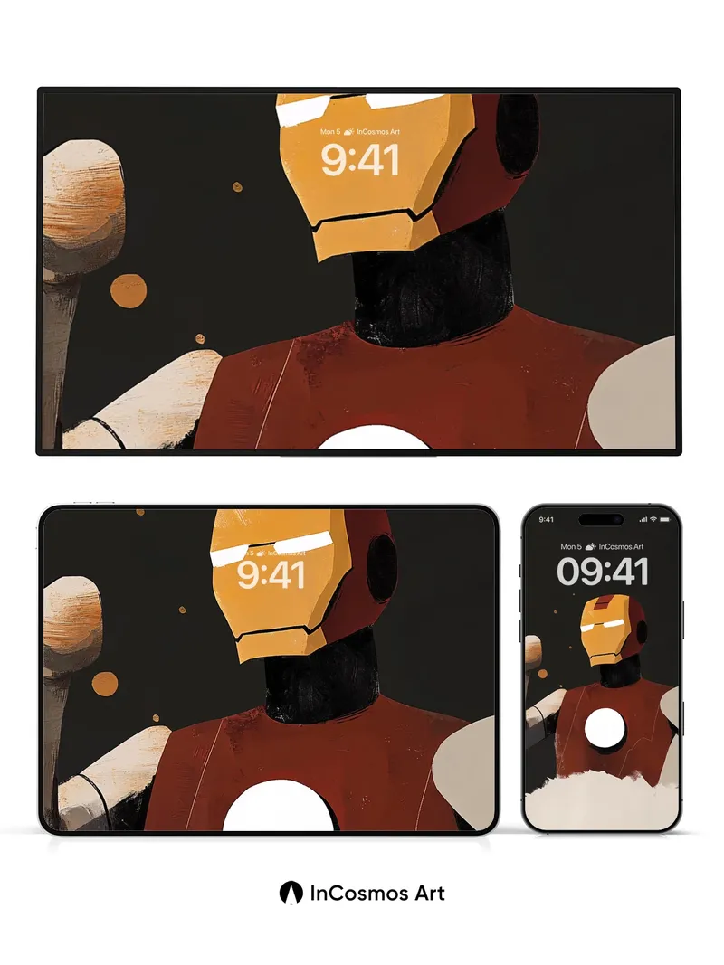 Futurist Iron Armor Wallpaper with Minimalist Glow