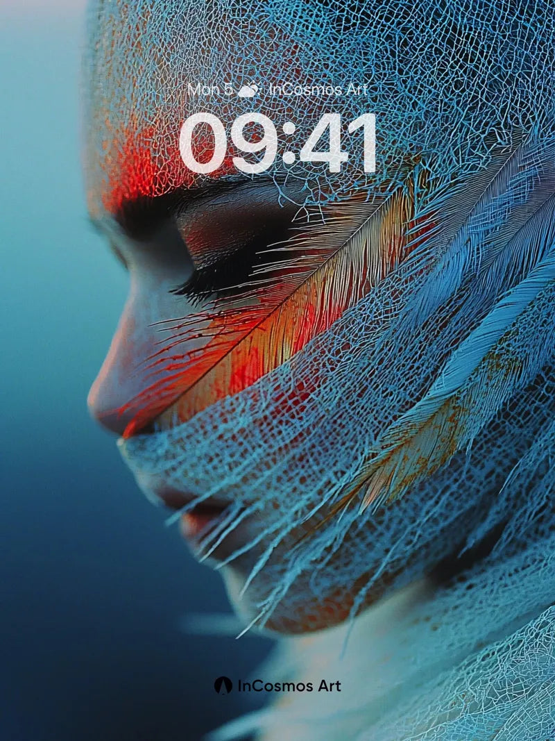 Surreal Feather Veil Wallpaper with Luminous Mesh wallpaper for iPhone, iPad & Mac