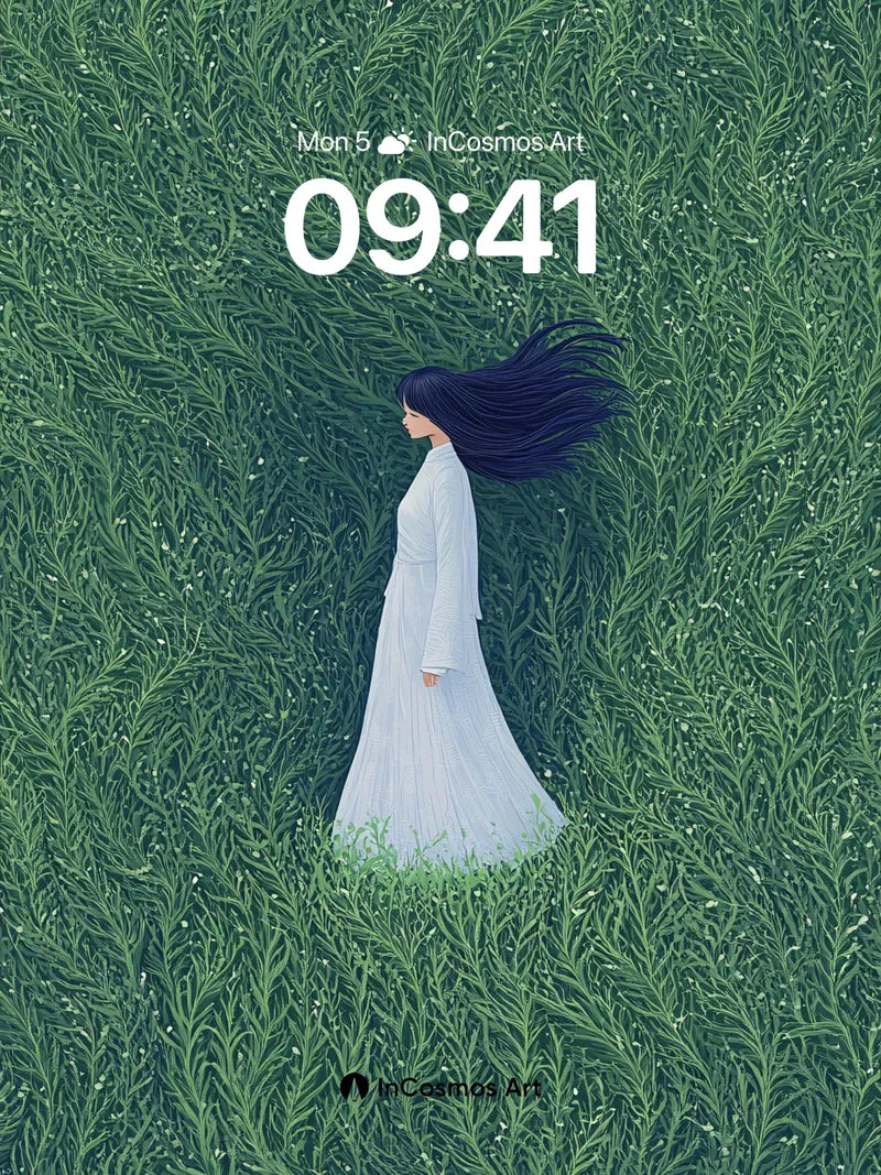 Serenity in Green Wallpaper with Whispering Grass