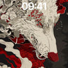 Frostfire Wolf Wallpaper with Crimson Veins wallpaper for iPhone, iPad & Mac