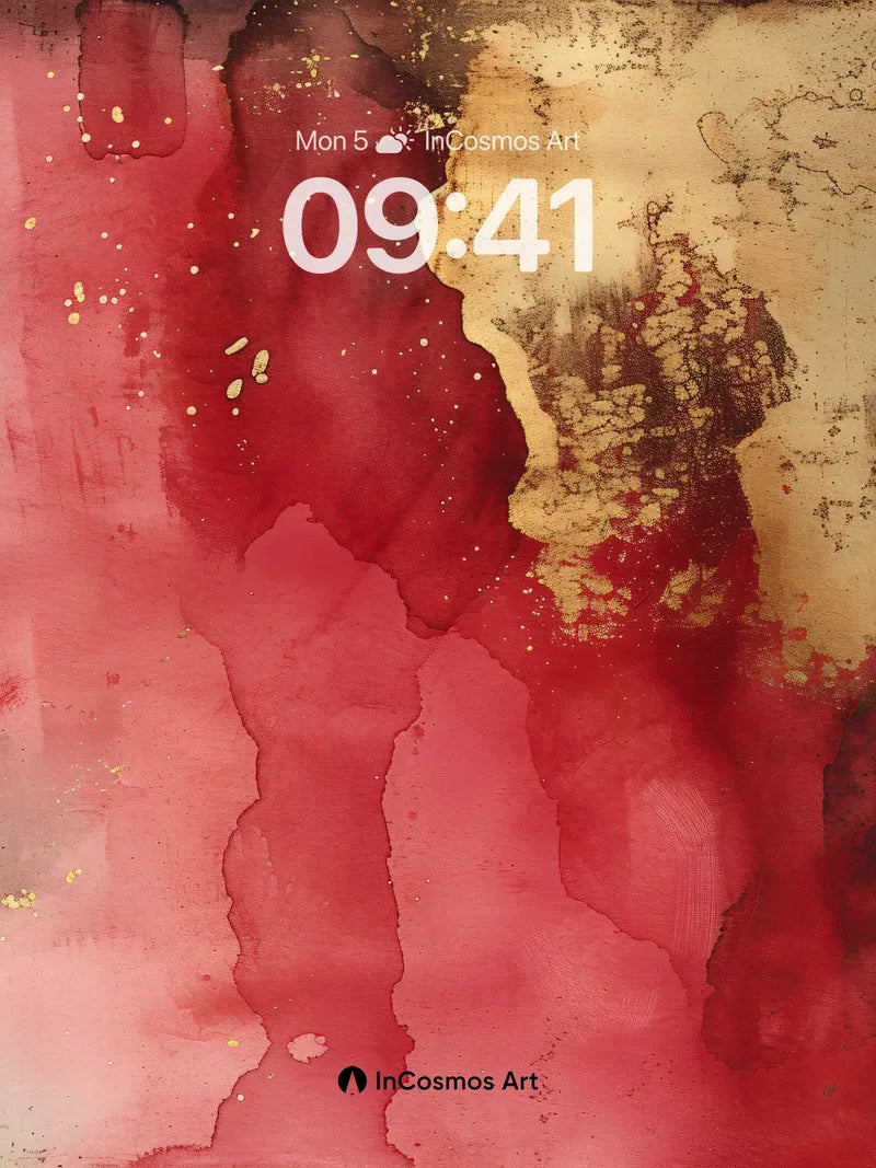 Crimson Veil Wallpaper with Golden Fractures