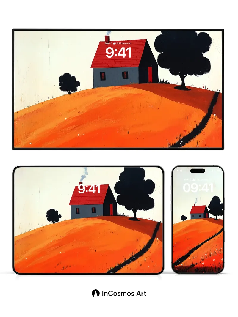 Autumn Hush Wallpaper with Smoldering Chimney