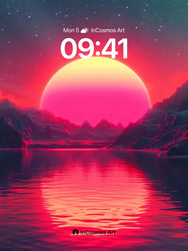 Crimson Horizon Wallpaper with Nebula Reflection