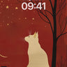 Starry Silence Wallpaper with Moonlit Cat wallpaper for iPhone, iPad & Mac