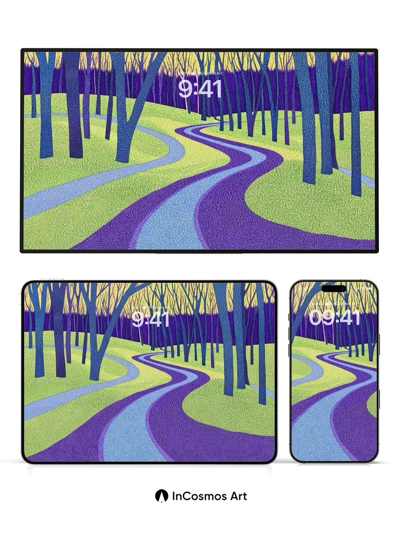 Whispering Path Wallpaper with Serpentine Light