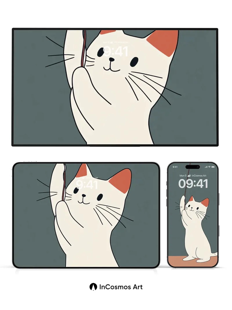 Whimsical Playtime Wallpaper with Feline Grace