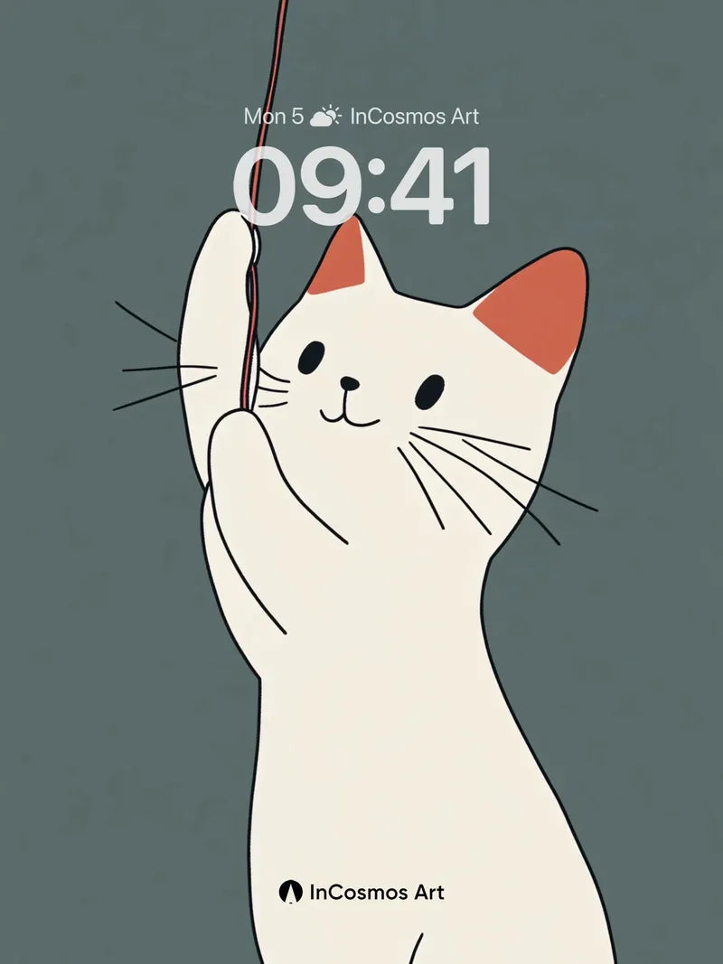 Whimsical Playtime Wallpaper with Feline Grace