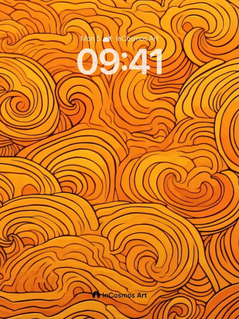 Fiery Spiral Wallpaper with Golden Whirls wallpaper for iPhone, iPad & Mac