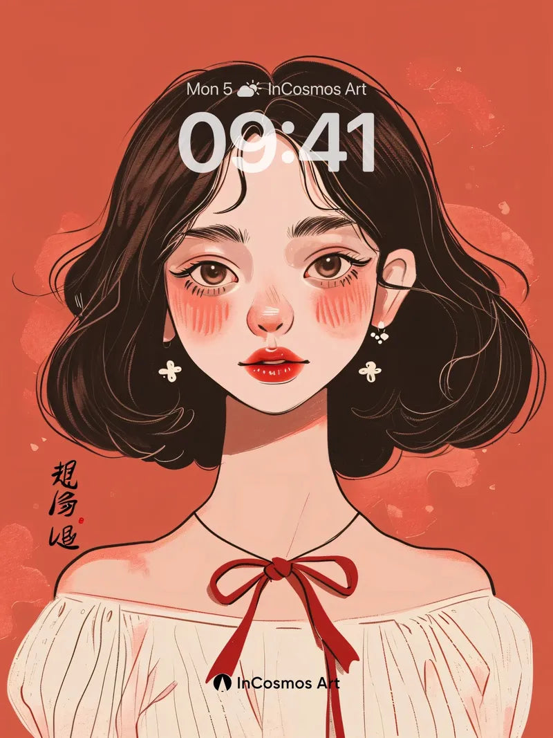 Crimson Whisper Wallpaper with Floral Earrings