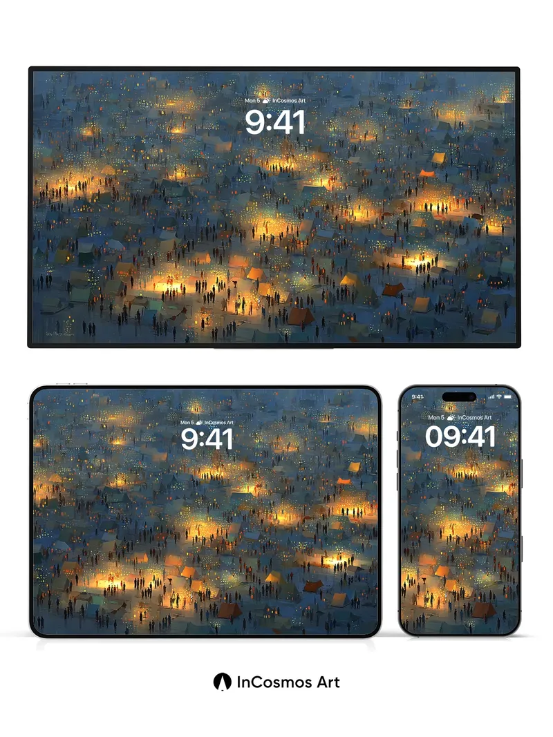 Luminous Settlement Wallpaper with Whispering Lights