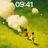 Whispering Clouds Wallpaper with Running Girls wallpaper for iPhone, iPad & Mac