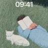 Serenity Reading Wallpaper with Sleeping Cat wallpaper for iPhone, iPad & Mac