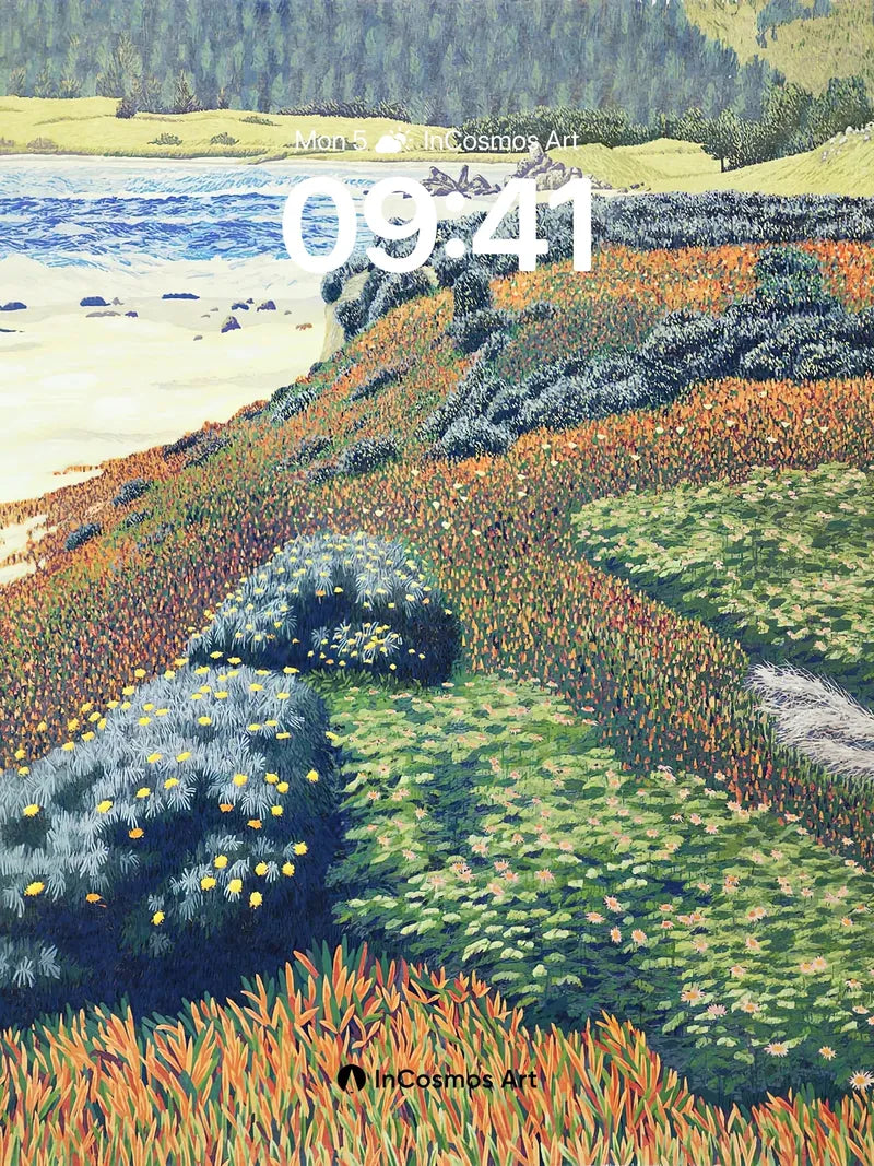Serenity Slope Wallpaper with Wildflower Hues wallpaper for iPhone, iPad & Mac