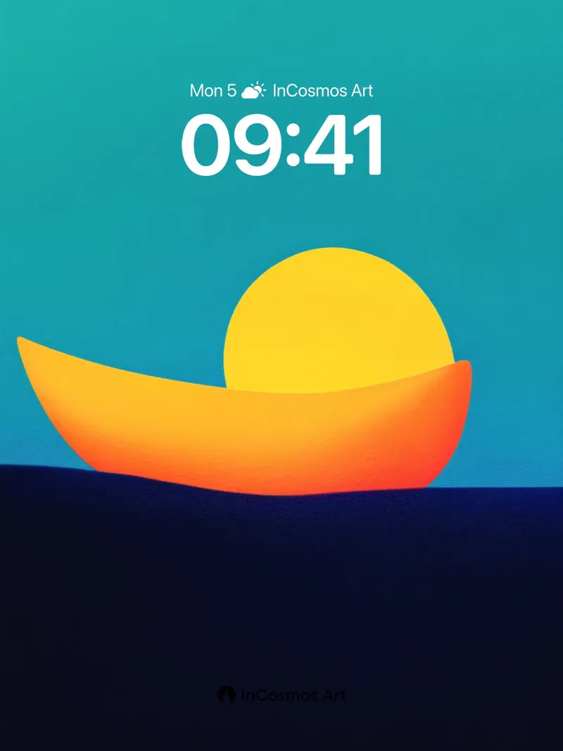 Serenity Sunset Wallpaper with Golden Canoe