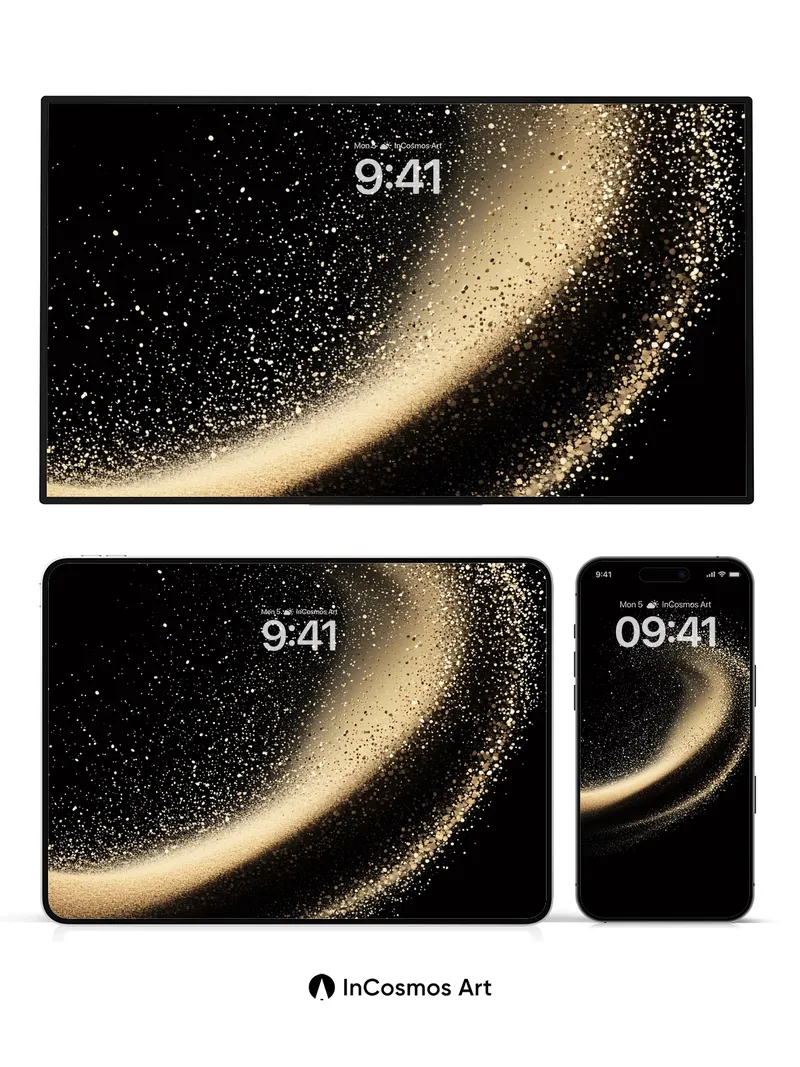 Golden Whirl Wallpaper with Cosmic Dust Trails