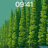 Calm Pine Forest Wallpaper with Wooden Homes wallpaper for iPhone, iPad & Mac