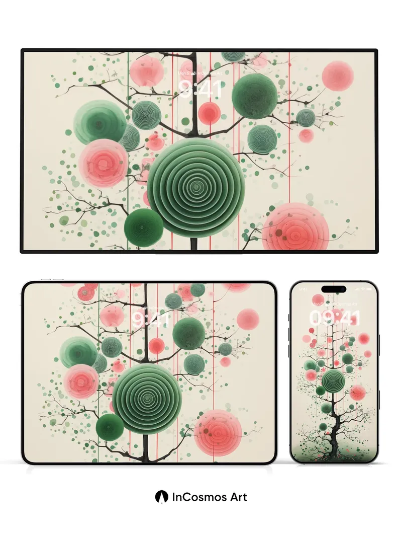 Whispering Spiral Wallpaper with Floating Orbs