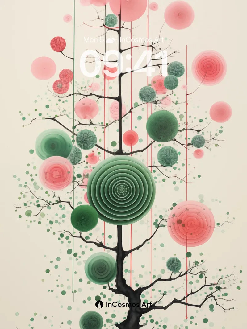 Whispering Spiral Wallpaper with Floating Orbs