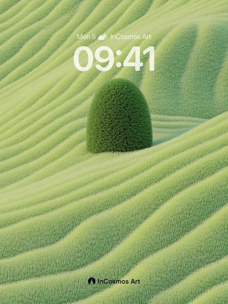 Serenity Wave Wallpaper with Solitary Bush