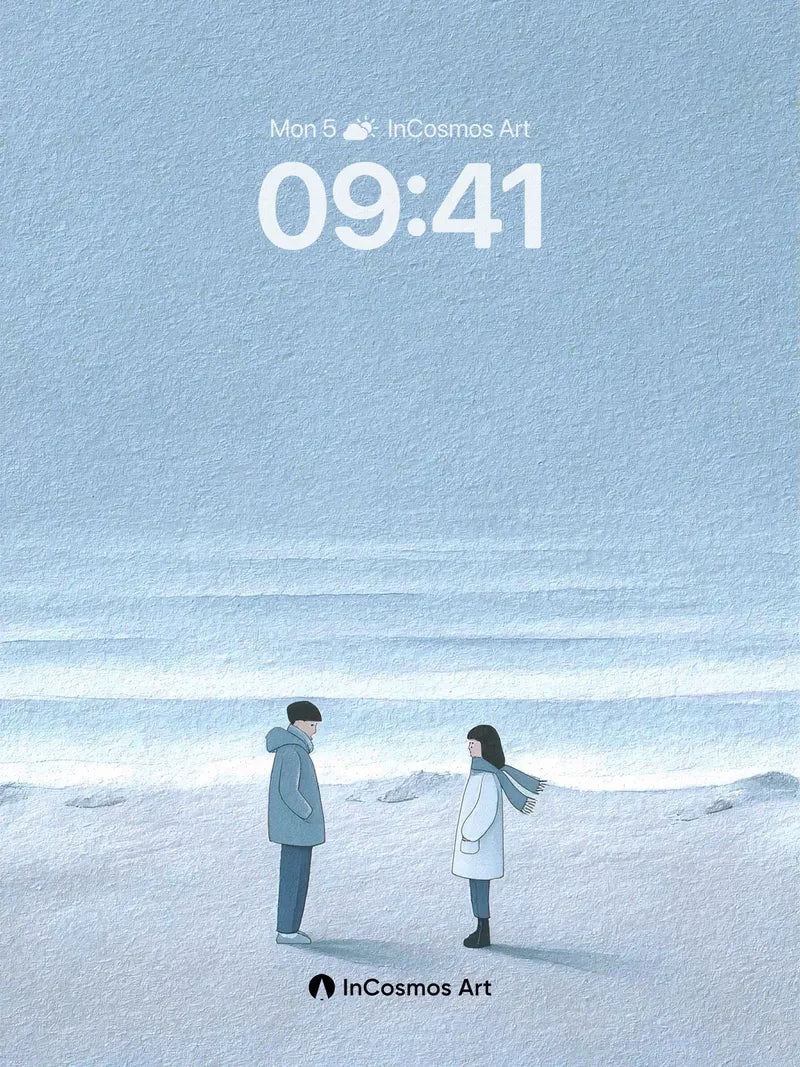 Serenity Snowscape Wallpaper with Silent Figures