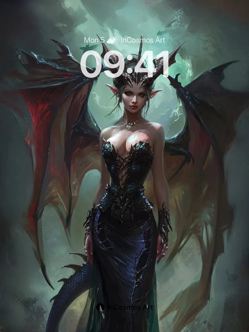 Shadowed Seraph Wallpaper with Crimson Wings