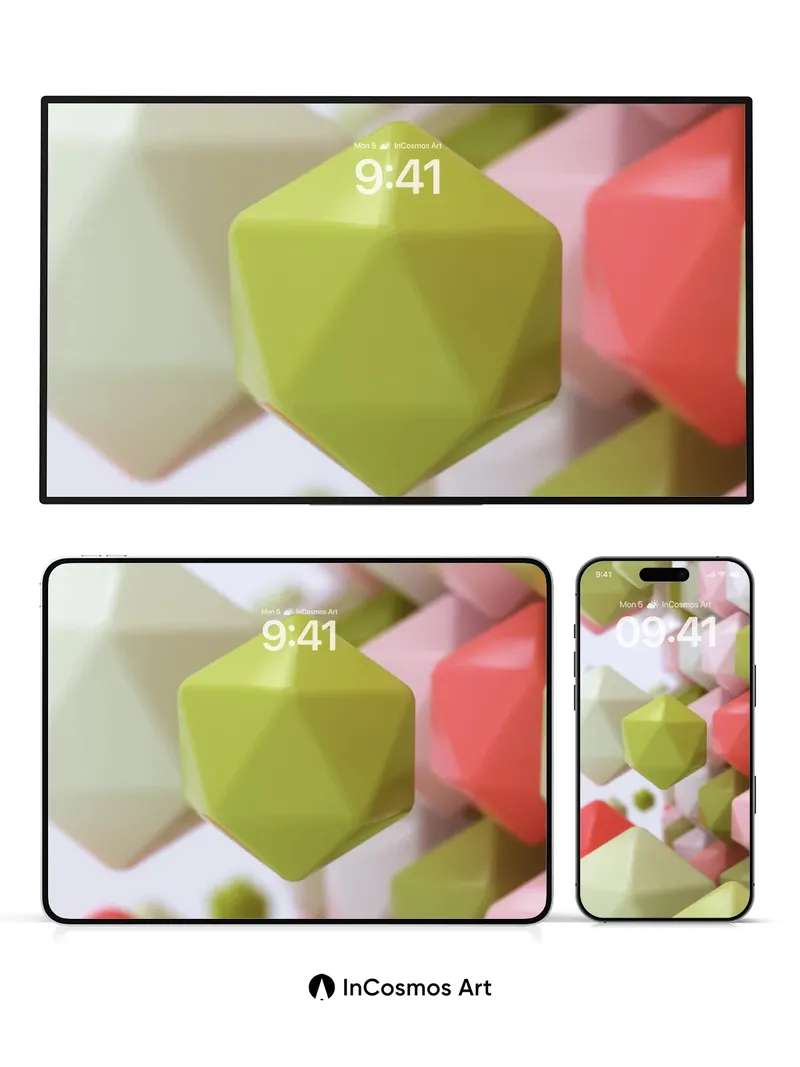 Floating Facets Wallpaper with Geometric Light