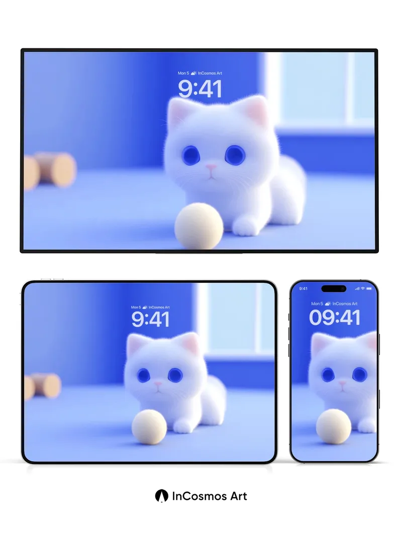 Serene Fluff Wallpaper with Floating Ball