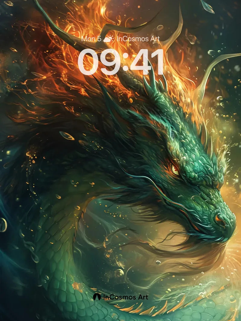 Cosmic Ember Dragon Wallpaper with Celestial Flames