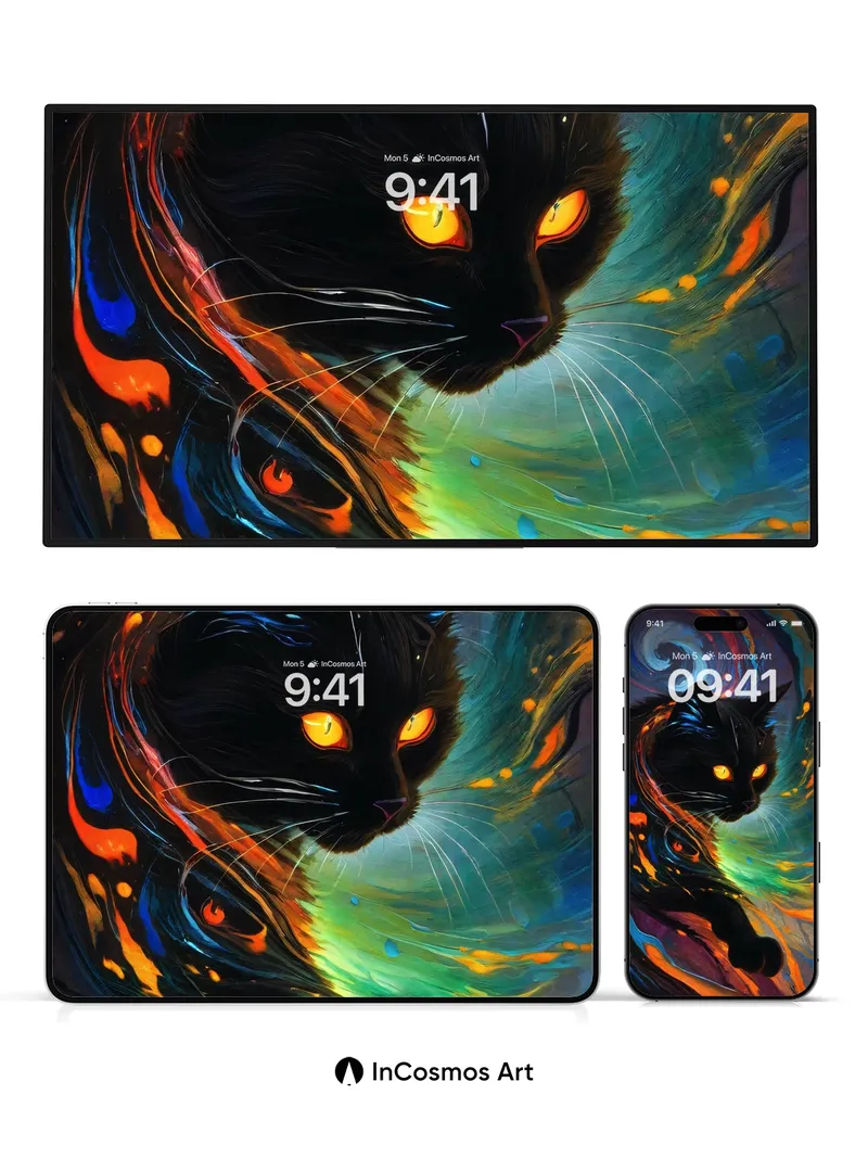 Cosmic Shadow Wallpaper with Luminous Eyes
