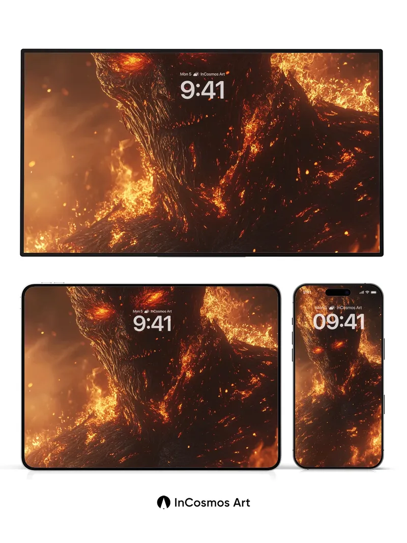 Inferno Veil Wallpaper with Molten Gaze