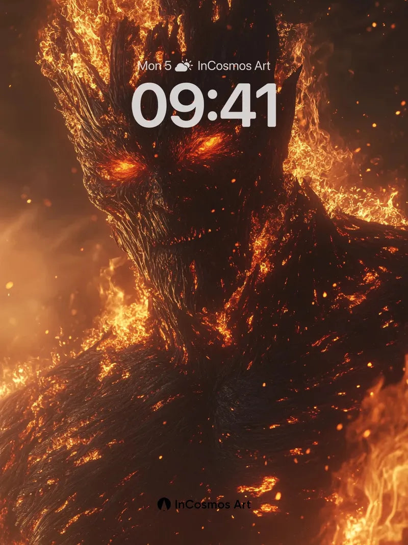 Inferno Veil Wallpaper with Molten Gaze