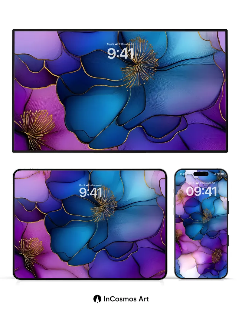 Luminous Petal Wallpaper with Golden Veins