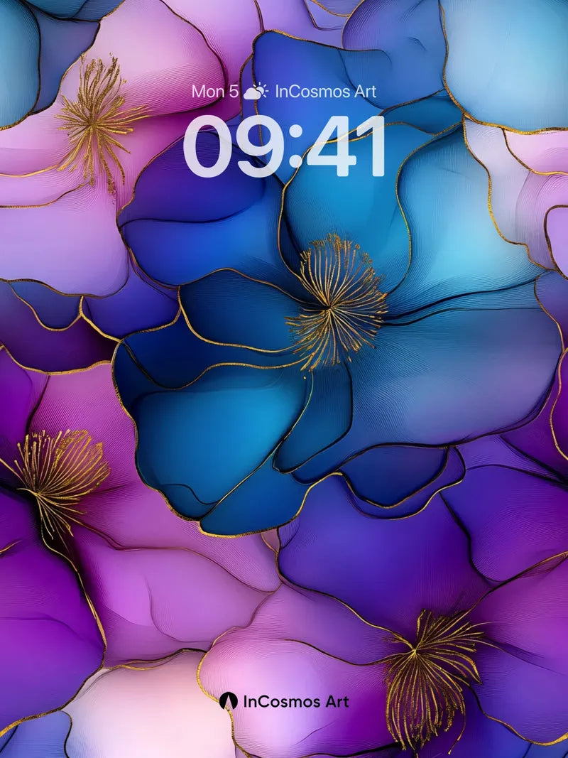 Luminous Petal Wallpaper with Golden Veins