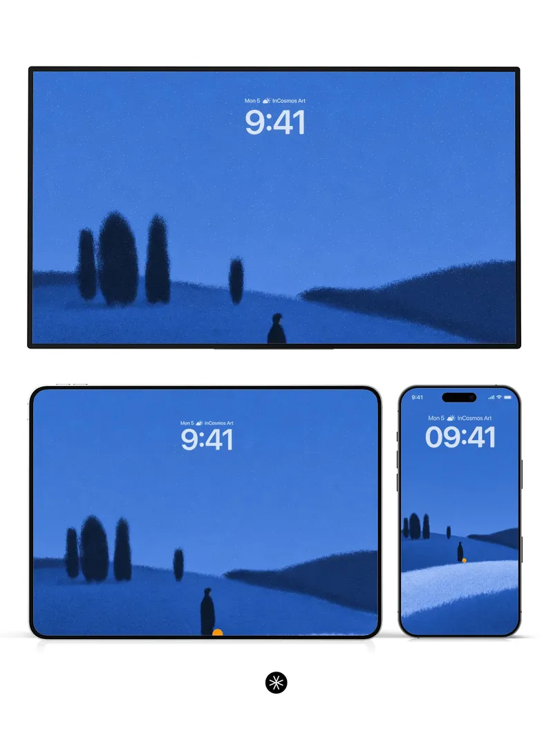 Serene Blue Minimalist Surreal Background