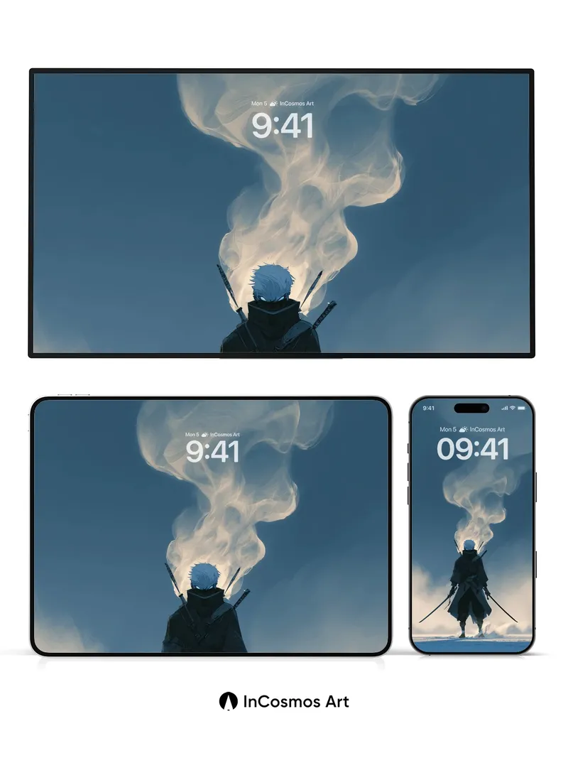 Frostbound Shadow Wallpaper with Smoke Veil