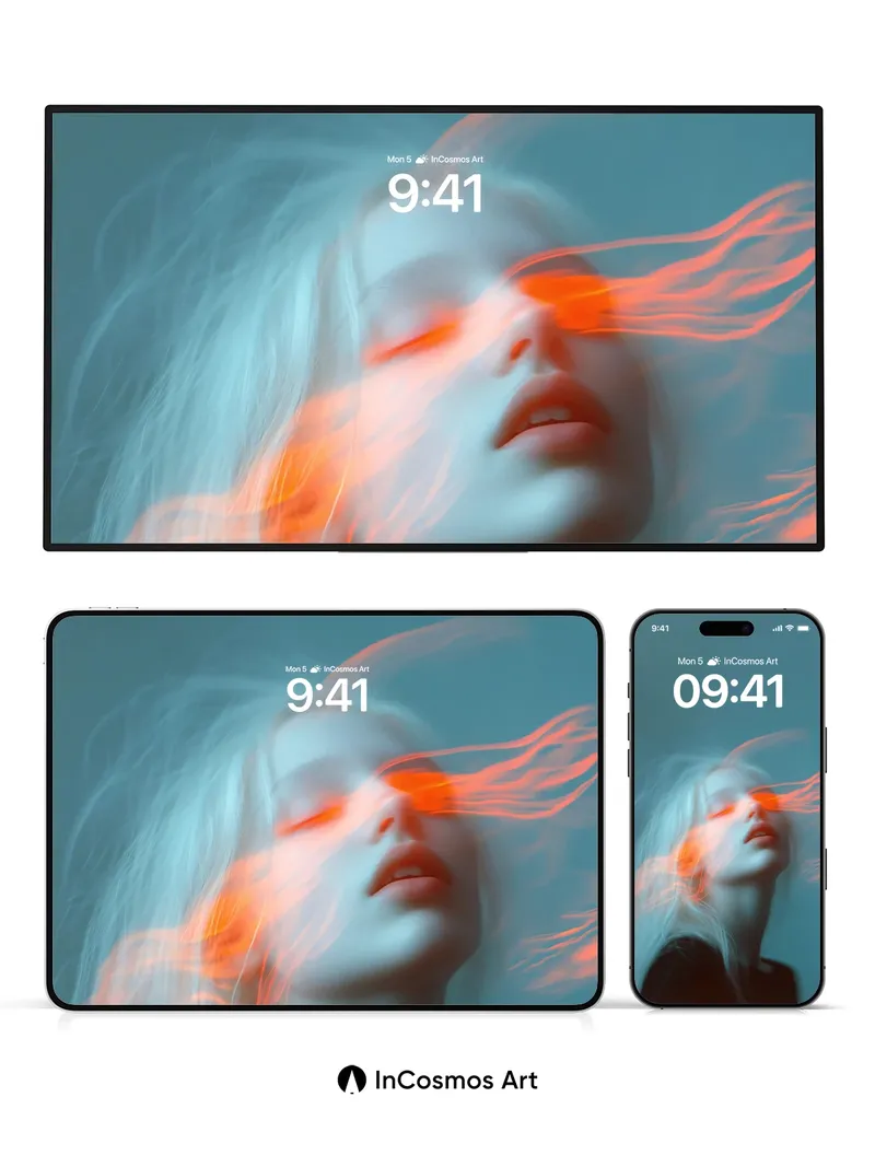 Neon Breath Wallpaper with Floating Hair