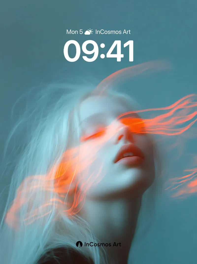 Neon Breath Wallpaper with Floating Hair