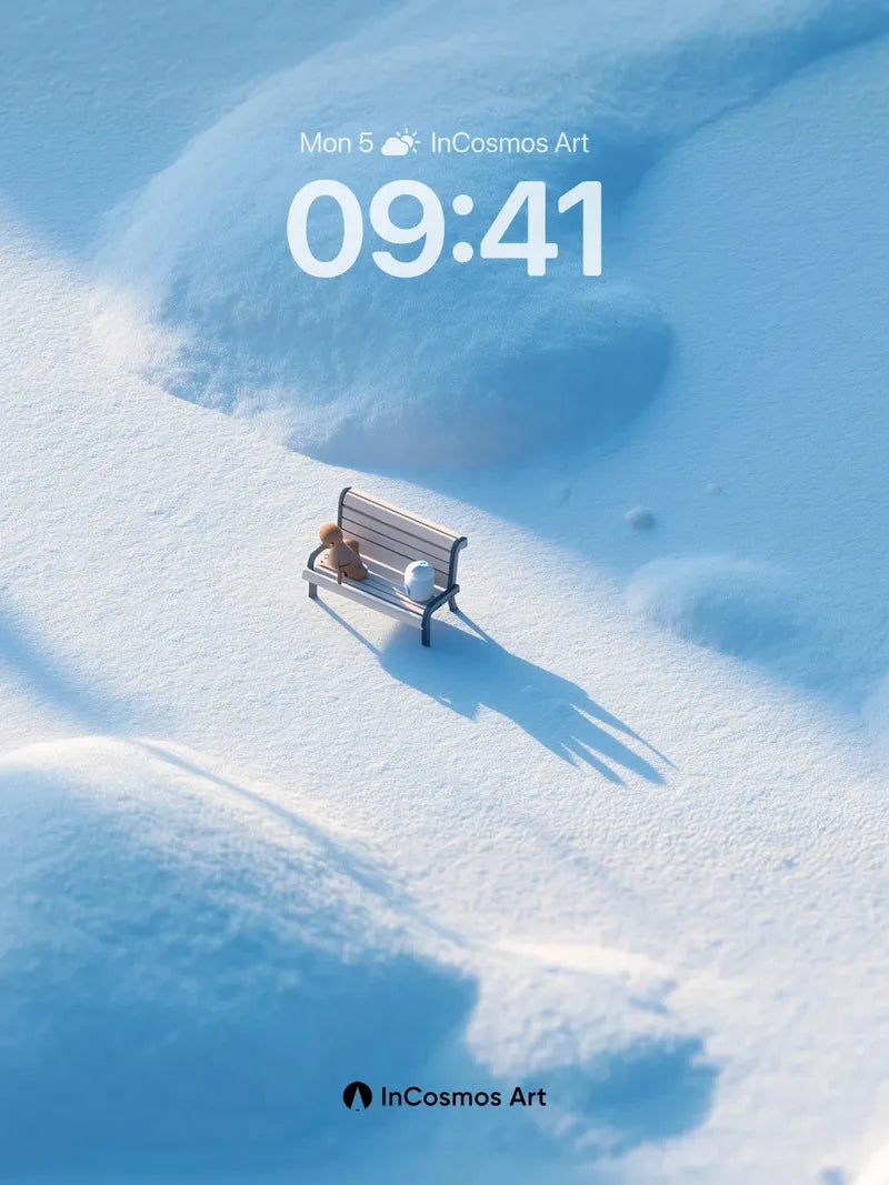 Solitary Bench Wallpaper in Frozen Stillness wallpaper for iPhone, iPad & Mac