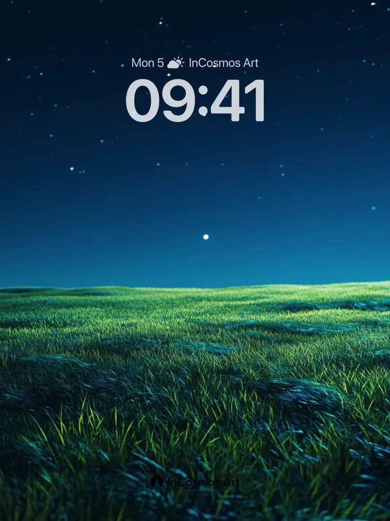 Serenity Field Wallpaper with Starlit Horizon