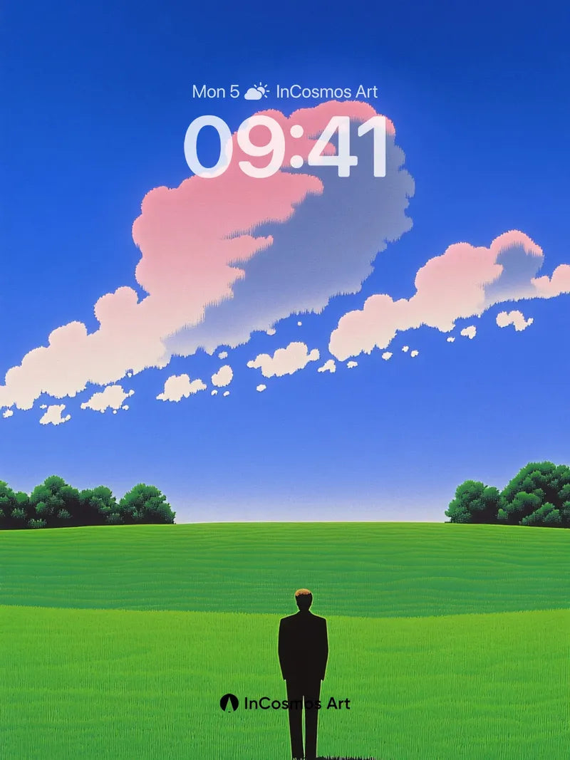 Silhouetted Solitude Wallpaper with Pink Cloud Canopy