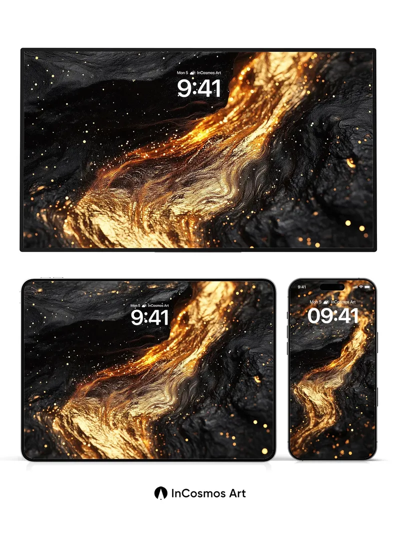 Golden Vein Wallpaper with Starlight Dust