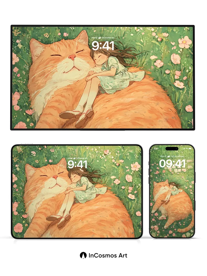 Serenity Catnap Wallpaper with Floral Whispers