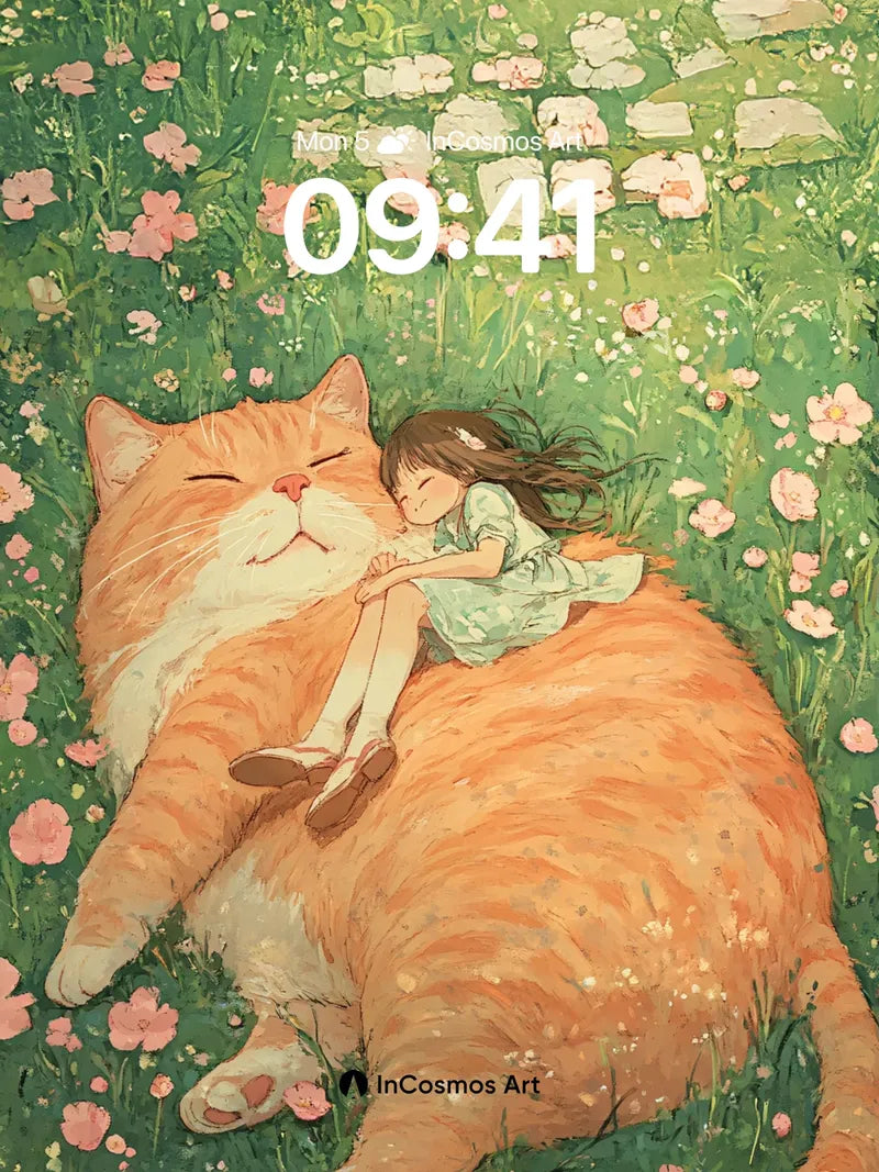 Serenity Catnap Wallpaper with Floral Whispers
