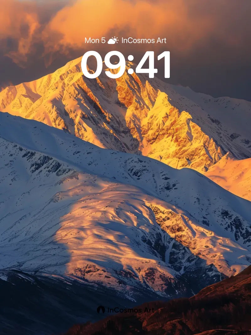 Golden Frost Wallpaper with Mountain Light wallpaper for iPhone, iPad & Mac