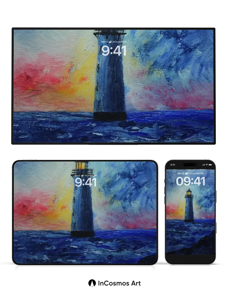 Nocturnal Beacon Wallpaper with Storm-Lit Horizon