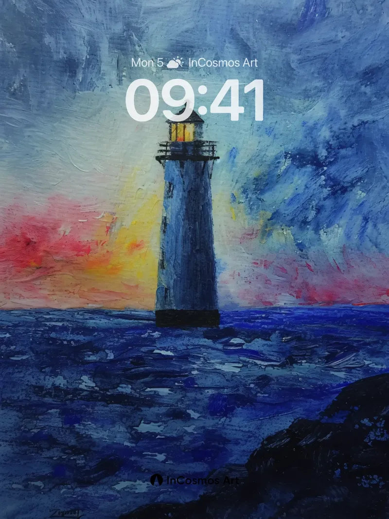 Nocturnal Beacon Wallpaper with Storm-Lit Horizon